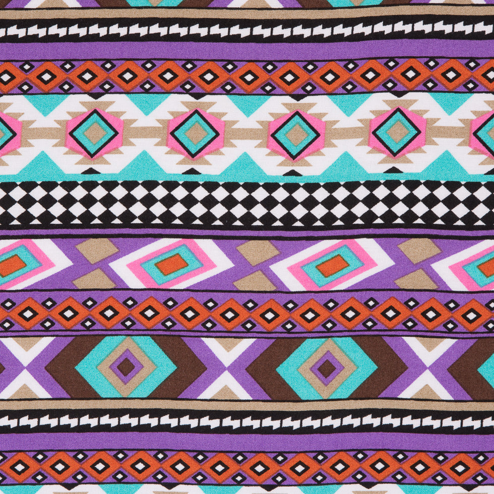 Purple/Blue Geometric Stripes Printed Rayon Woven - Joann Fabrics