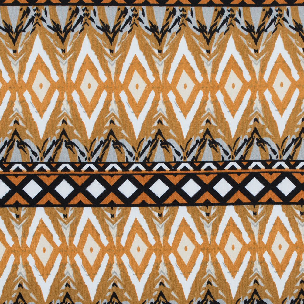 Golden Oak and Spruce Yellow Geometric Printed Stretch Double Knit - Joann Fabrics