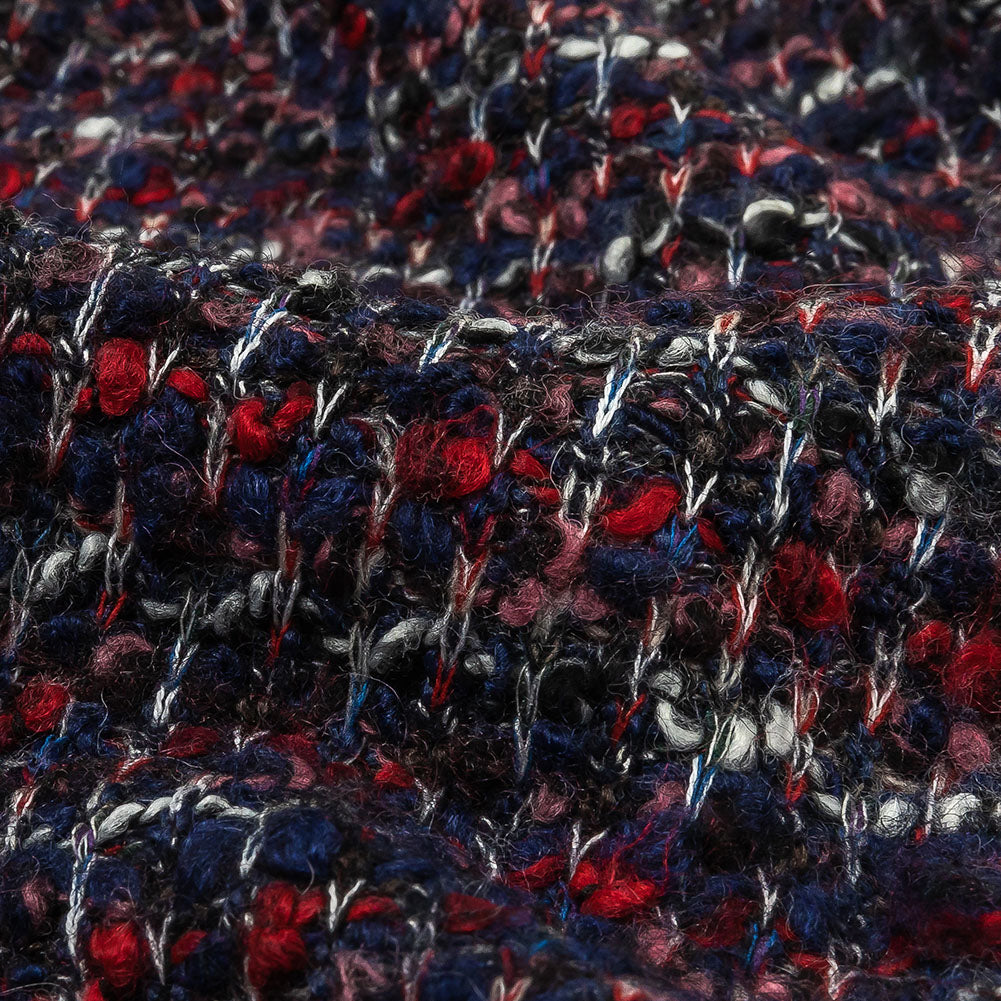 Italian Red, White and Blue Striated Boucle Blended Wool Sweater Knit - Joann Fabrics