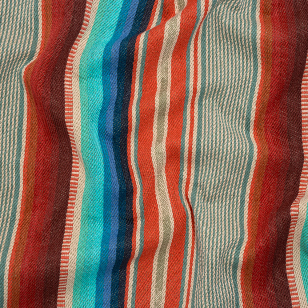 Arizona Turquoise, Orange and Red Striped Cotton Twill - Joann Fabrics