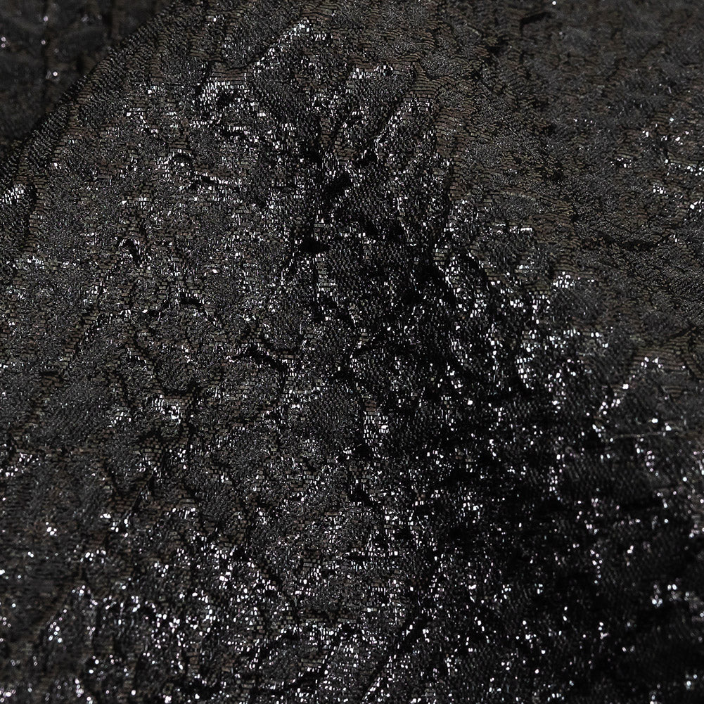 Metallic Black Fanning Leaf Veins Luxury Brocade - Joann Fabrics