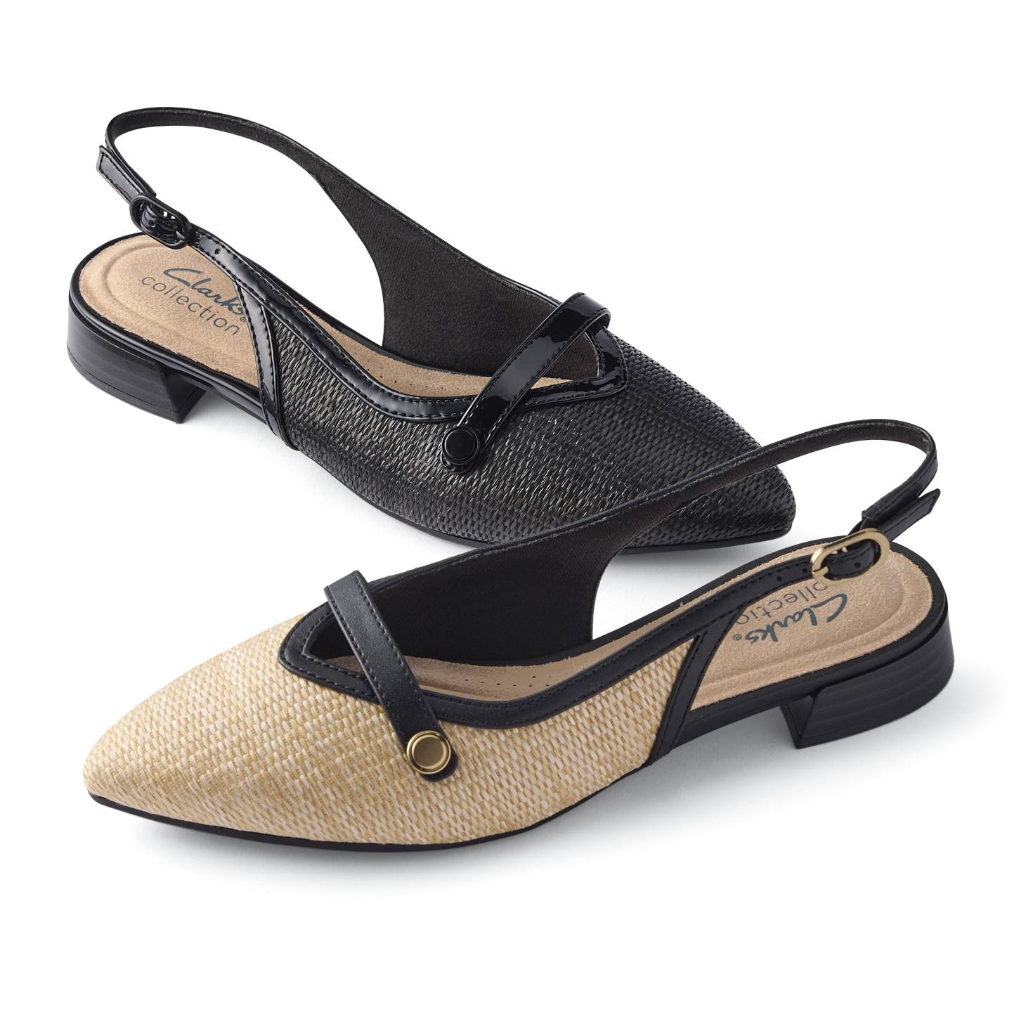 Trimmed Raffia Slingbacks, Low Heel - Northstyle Catalog