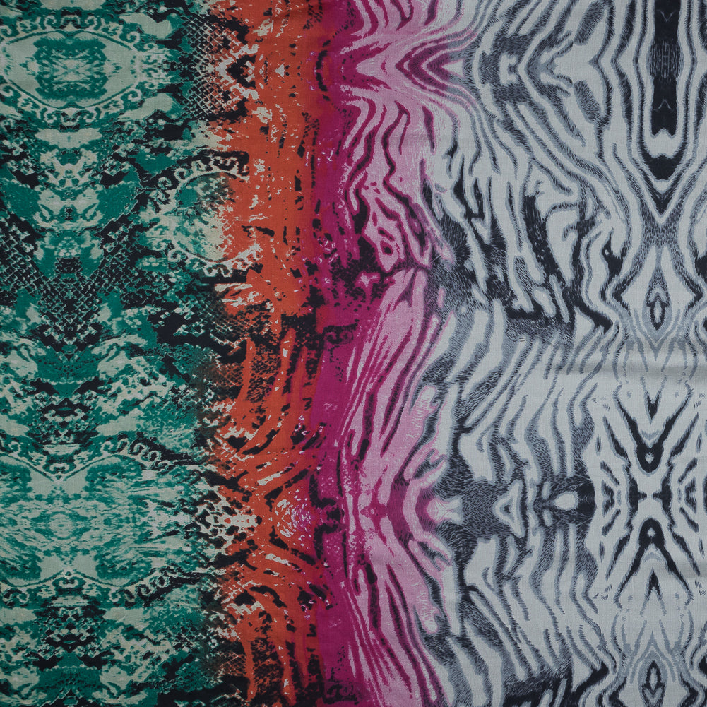 Green, Pink and White Python and Zebra Printed Silk Chiffon - Joann Fabrics