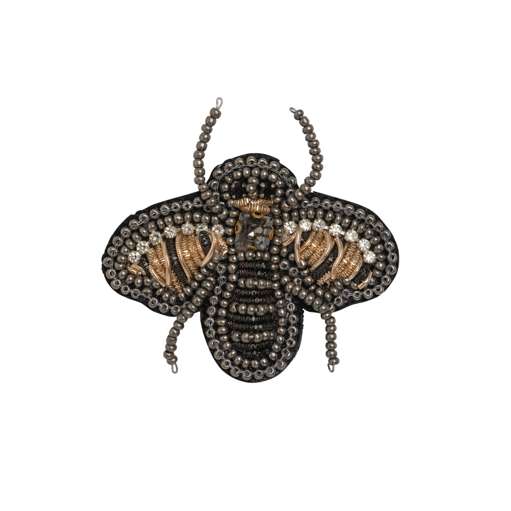 Gold and Black Bee Rhinestone and Glass Beaded Applique - 2
