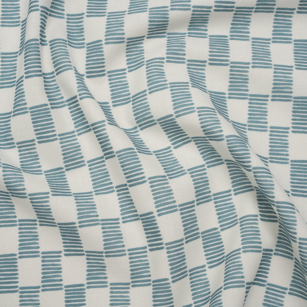 Brushed Cotton and Linen Canvas Print - Marine Painterly Striped Check - British Imported - Joann Fabrics