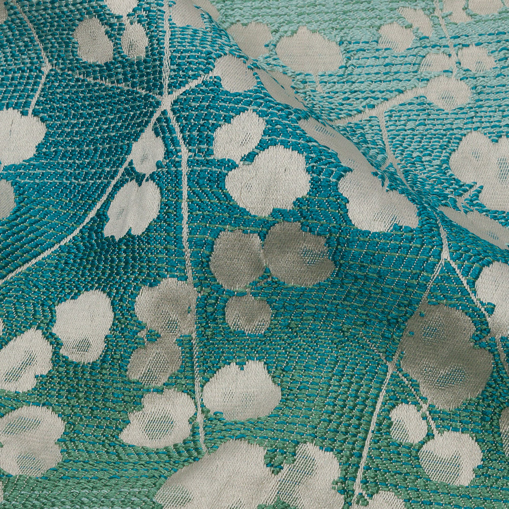Drapery Jacquard - Verdigris Ombre Stripes and Little Flowers - British Imported - Joann Fabrics
