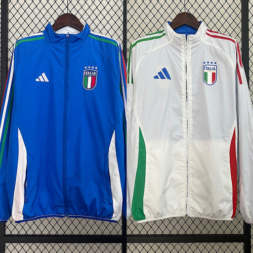 2024 Italy Reversible Windbreaker (White-Blue)Soccer Jersey 1:1 Thai Quality