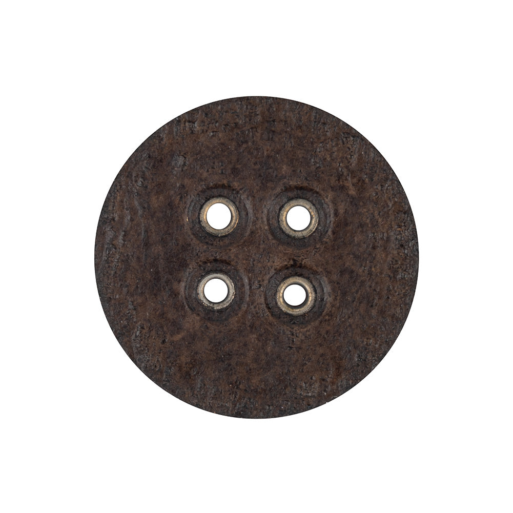 Italian Dark Brown and Shiny Silver Metal 4-Hole Leather Button - 40L/25.5mm - Joann Fabrics