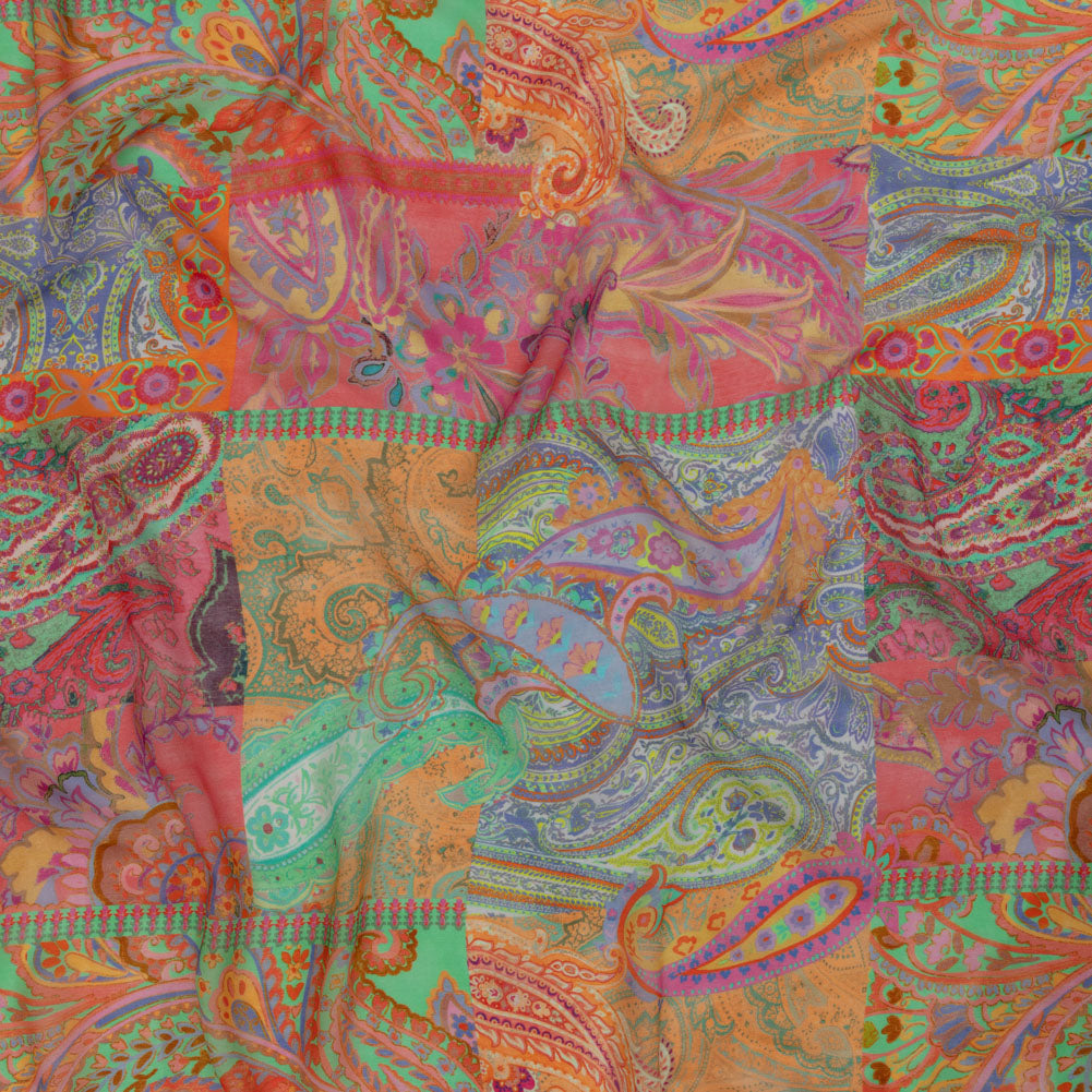 Viscose Georgette - Pink Patchwork Paisley - Pastel Patina Print - Mood Exclusive Gisele Collection - Joann Fabrics