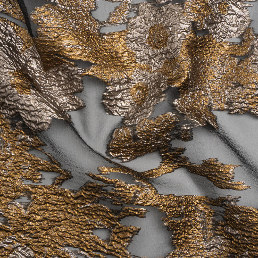 Metallic Luxury Burnout Brocade - Gold, Silver and Black Floral Border - Joann Fabrics