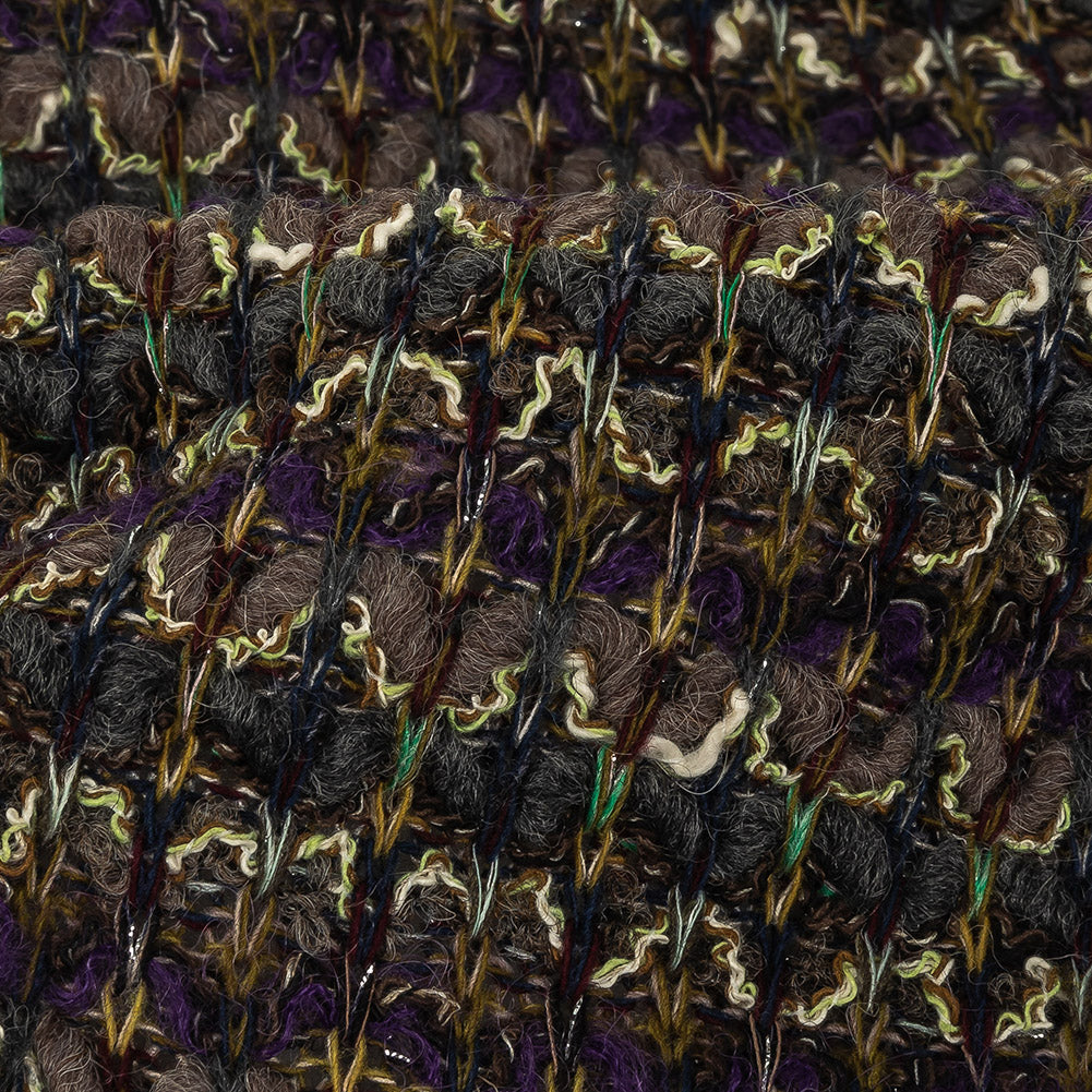 Charcoal, Purple, and Mustard Chunky Wool Knit with Metallic Silver Accents - Joann Fabrics