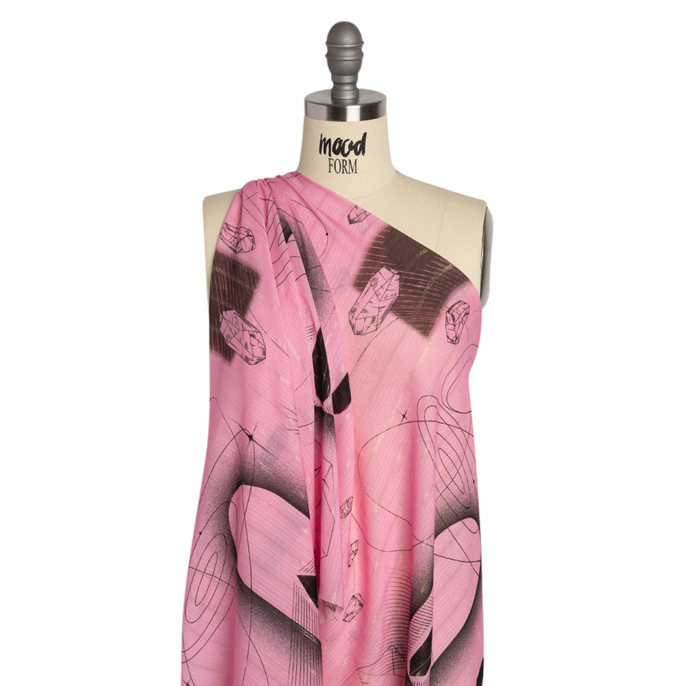 Mood Exclusive Pink Tour de Quartz Metallic Pinstriped Viscose Dobby - Joann Fabrics
