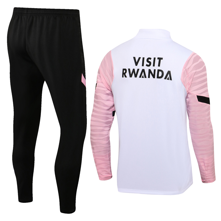 2021/2022 Psg Paris Saint-Germain Half-Pull Training Suit White and pink Set