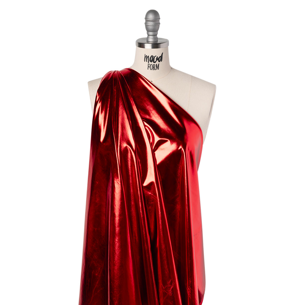 Foiled Faux Leather Stretch Knit - Red - Alison Collection - Joann Fabrics