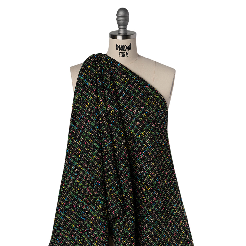 Metallic Acrylic and Wool Tweed - Black, Green and Gold - Deadstock - Joann Fabrics