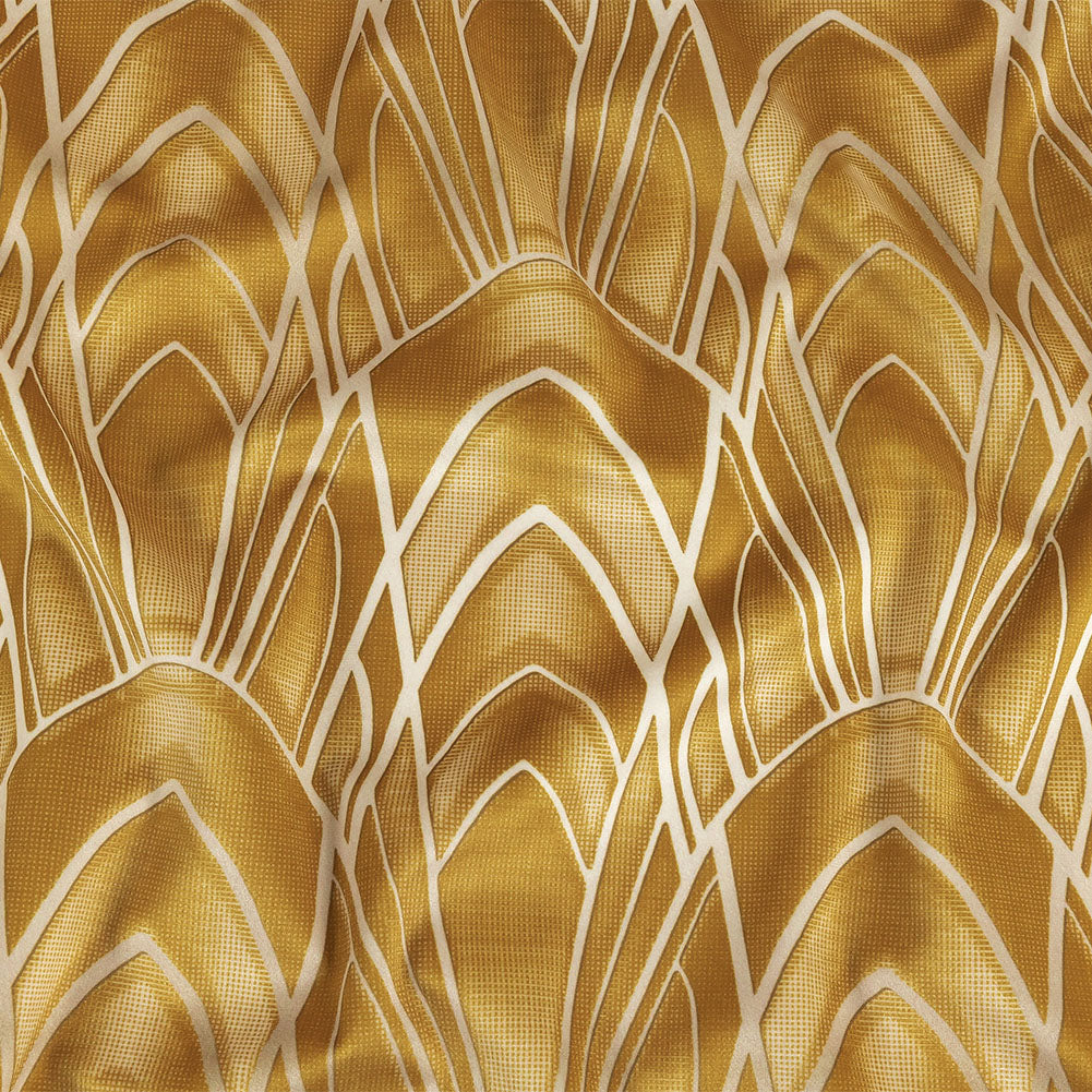 Printed Microvelvet - Ochre Labyrinth of Arches - British Imported - Joann Fabrics