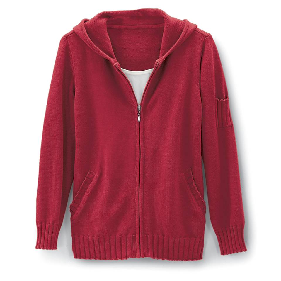 Zip-Front Hooded Cardigan, Patch Pocket, Ribbed Trim - Northstyle Catalog