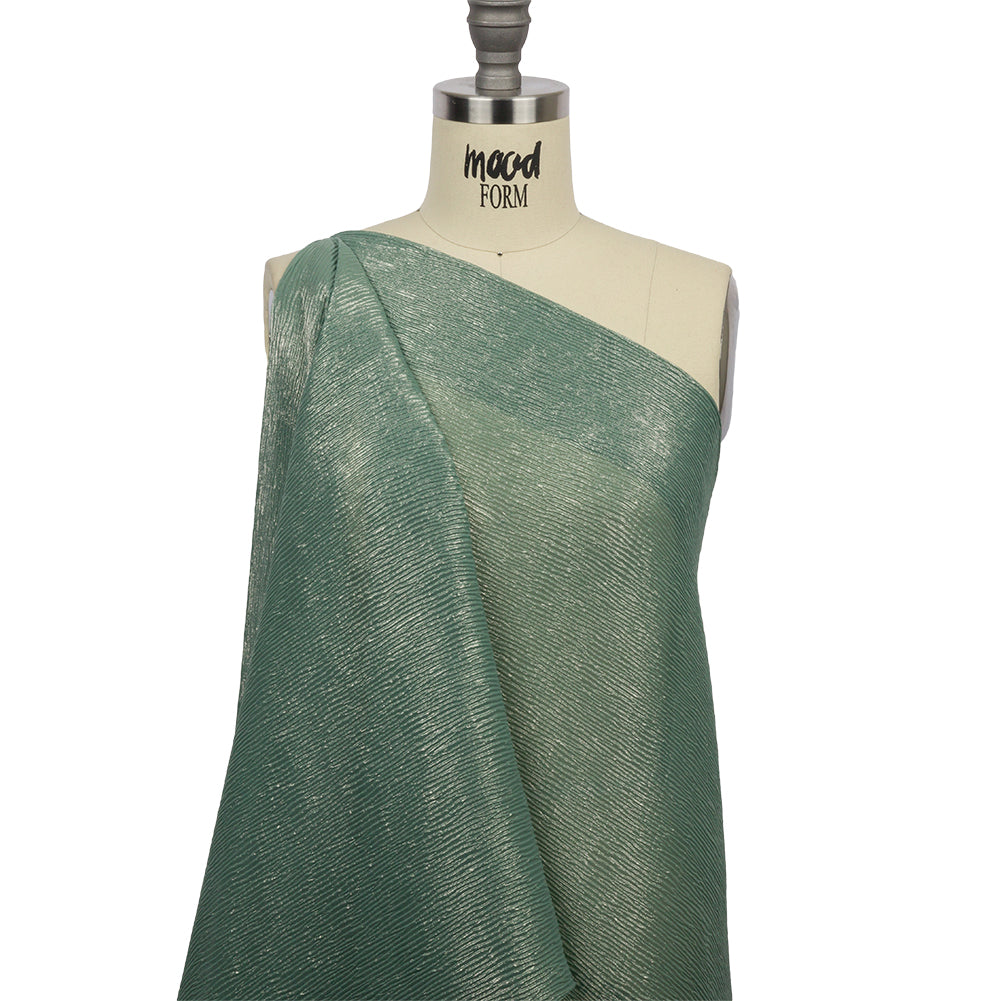 Polyester Chiffon Plisse with All-Over Foil - Green and Gold - Honey Collection - Joann Fabrics