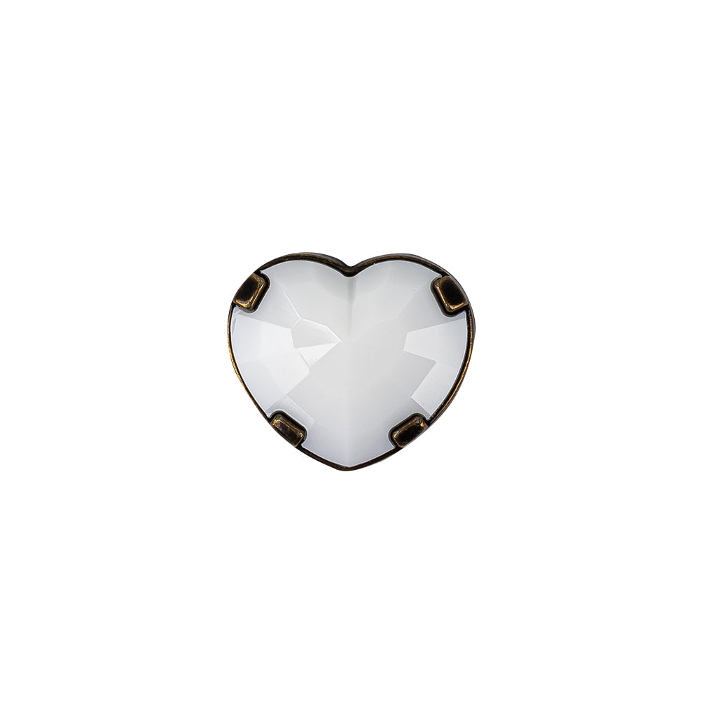 Italian White and Bronze Faceted Heart Shaped Shank Back Button - 22L/14mm - Joann Fabrics