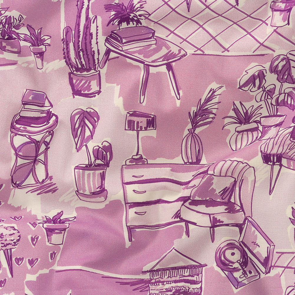 Cotton Voile - Lilac Indoor Spaces - Where You're Planted Print - Mood Exclusive Wisteria Collection - Joann Fabrics