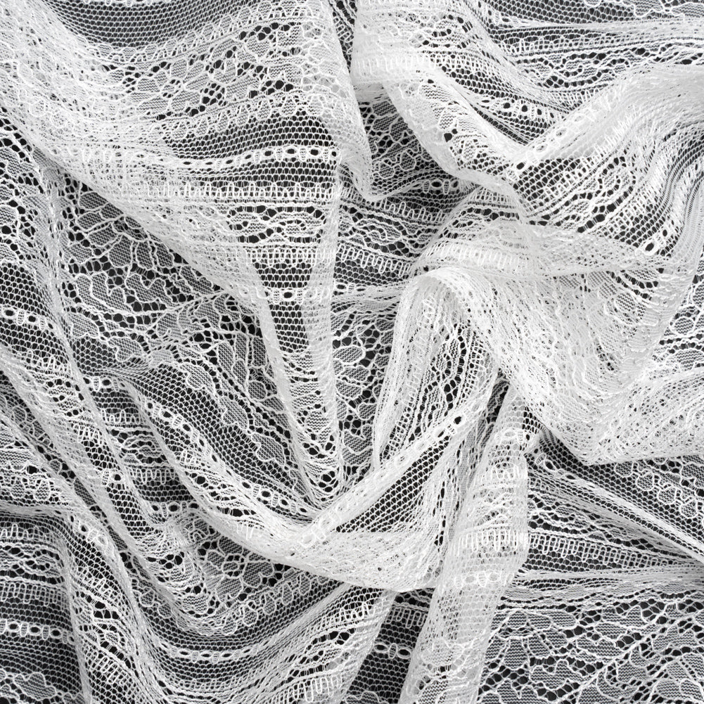 Delicate Lace - Lustrous White Floral and Abstract Stripes - Joann Fabrics