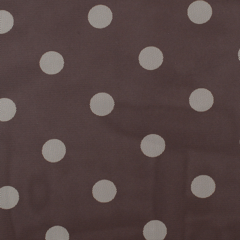 Brown/Ivory Polka Dot Polyester Mesh - Joann Fabrics