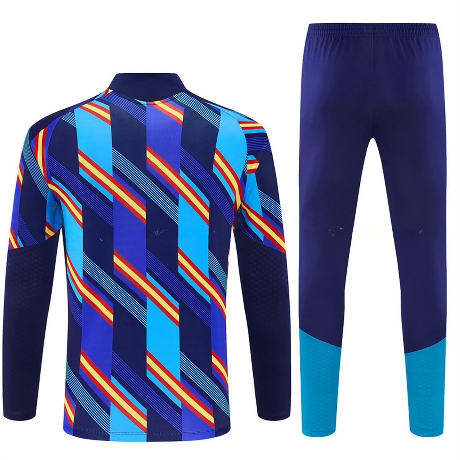 Spain 2026 Camouflage Kids Long Sleeve Training Set - Blue Top & Deep Blue Pants - UnitedFutballJersey