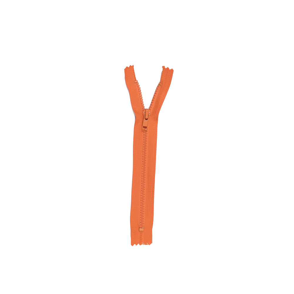Orange Closed Bottom Plastic Molded Zipper - 6.5
