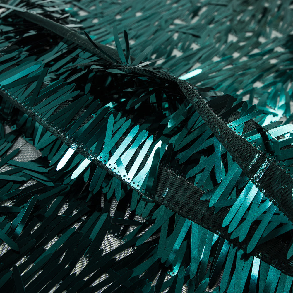 Soft Tulle with Fringe Sequins - Shiny Emerald - Phryne Collection - Joann Fabrics