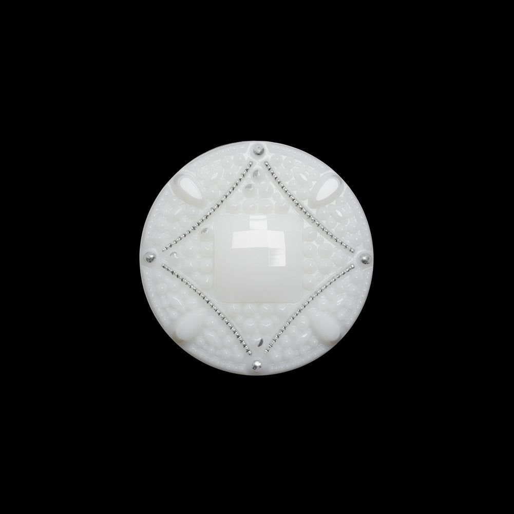 Faceted Plastic Shank Back Button - White and Silver Faux Gems - 30L/19mm - Joann Fabrics