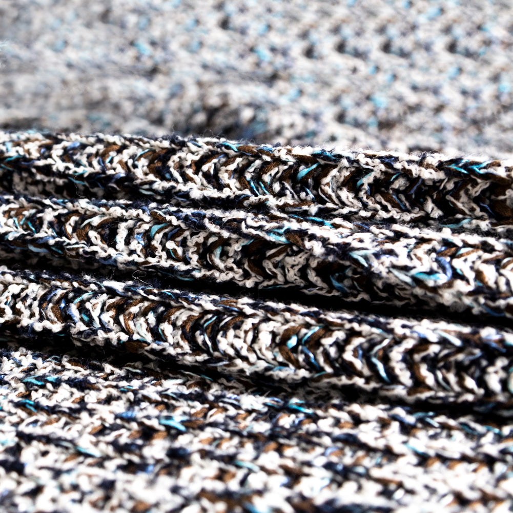 Italian Blue, Brown and White Chunky Wool Knit - Joann Fabrics