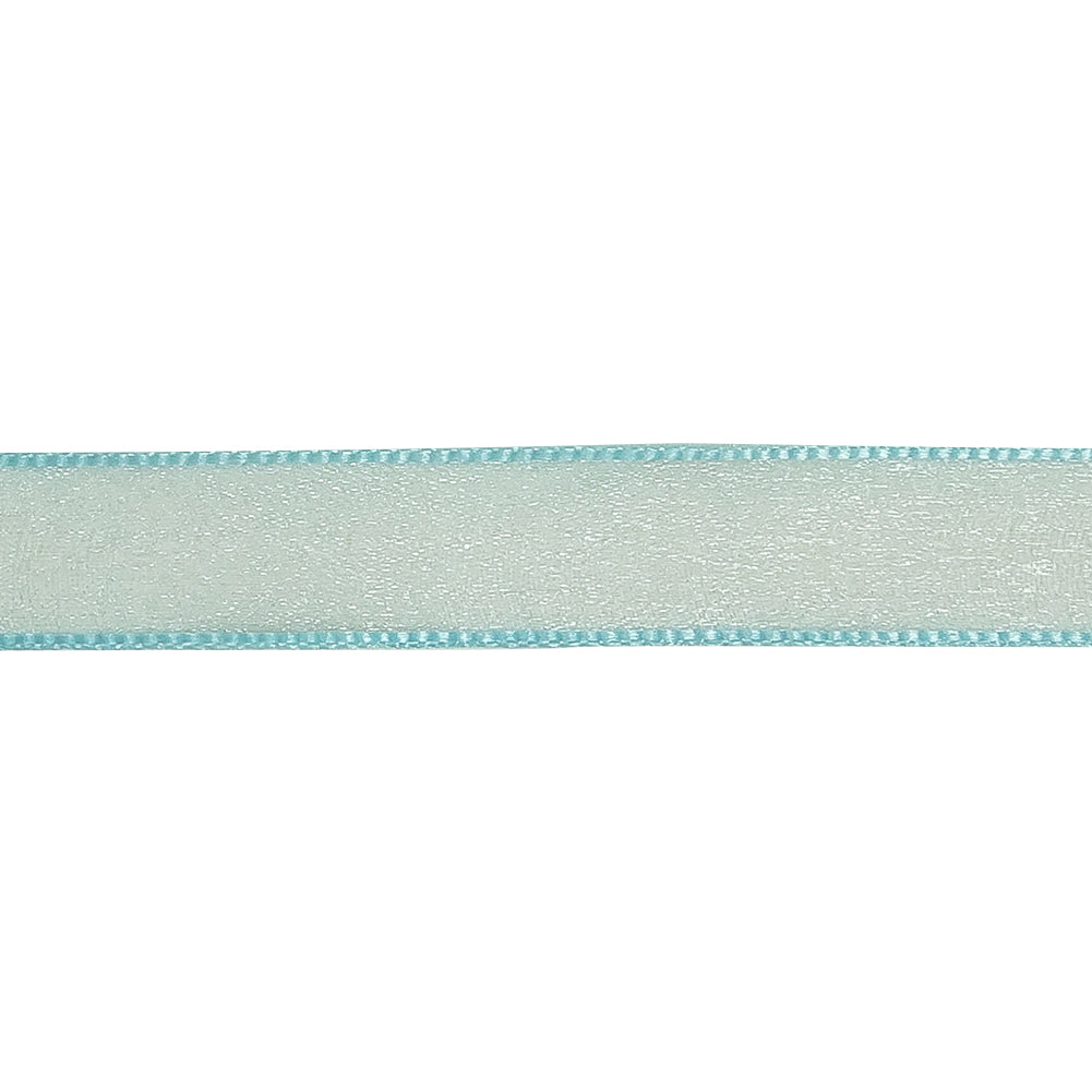 Sky Blue Shimmering Organza Ribbon with Woven Edges - 0.75