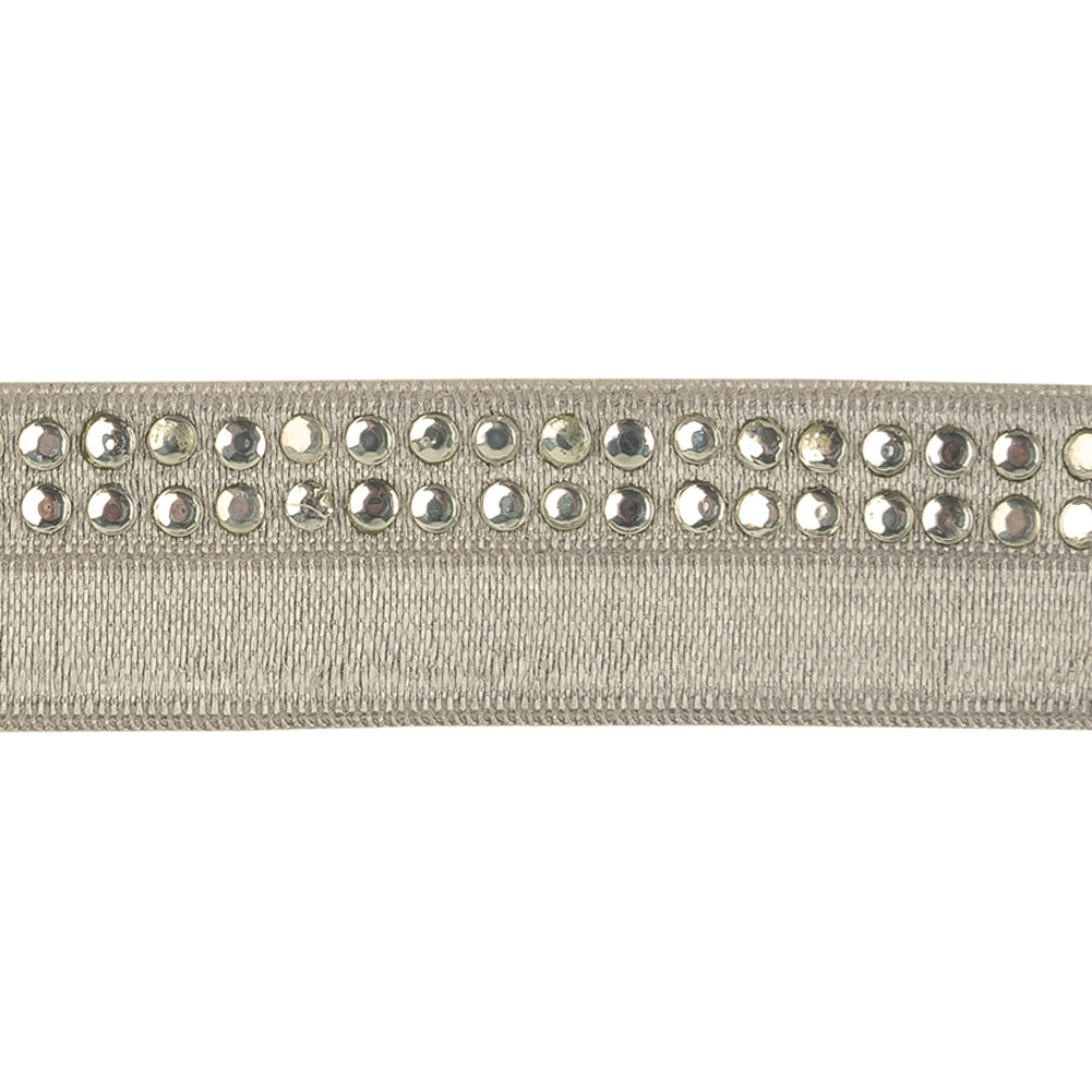 Silver Bejeweled Foldover Elastic Trim - 0.75