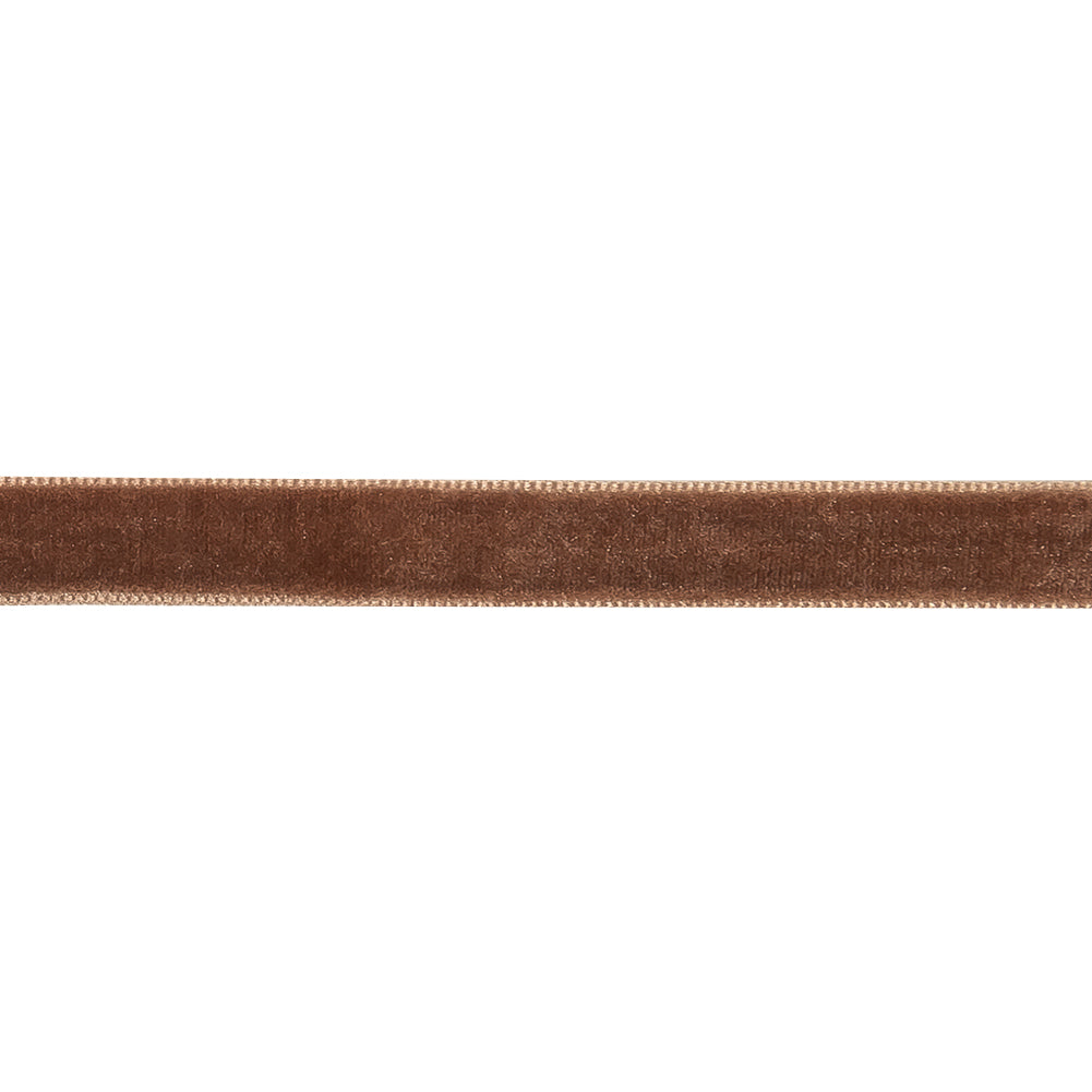 Teddy Bear Brown Single Face Velvet Ribbon - 0.375