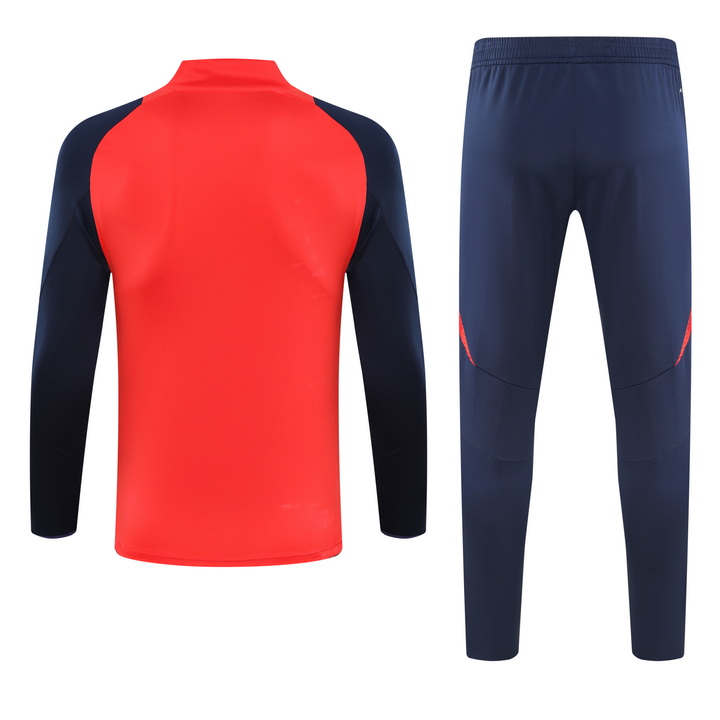 2024/2025 Manchester United Half-Pull Training Suit Red Blue Football Shirt 1:1 Thai Quality Set