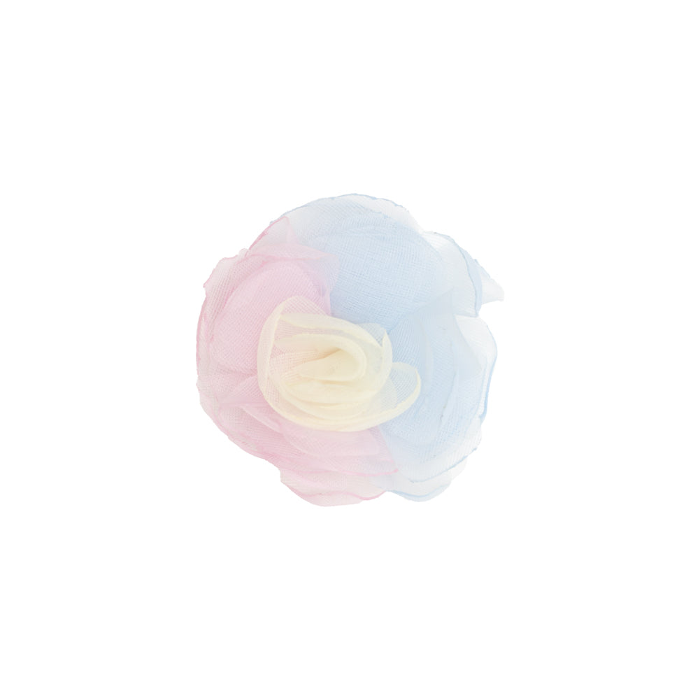 Italian Pink, Blue and Ivory 3D Flower Applique - 2.25