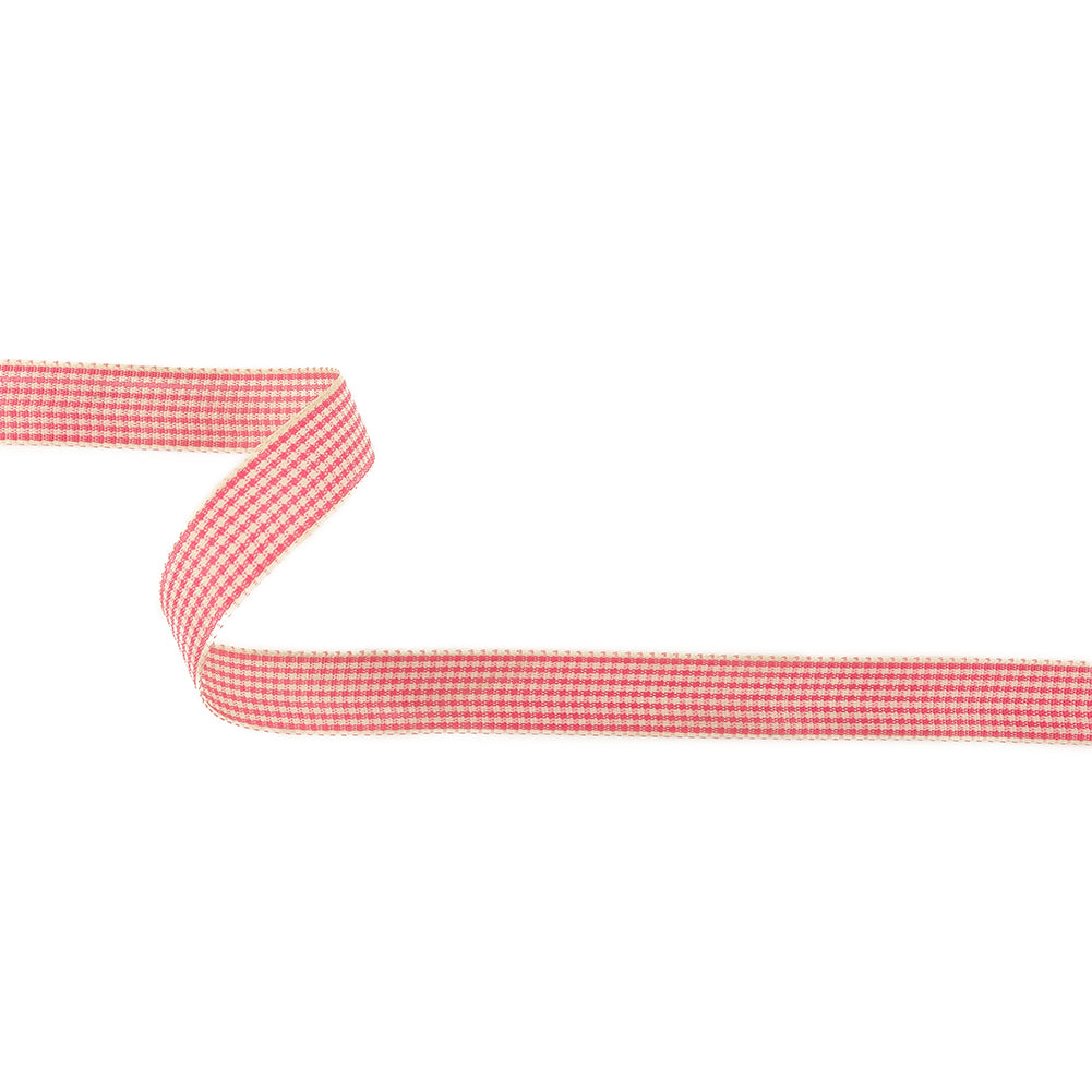 Hot Pink and Dew Houndstooth Check Woven Ribbon - 0.625