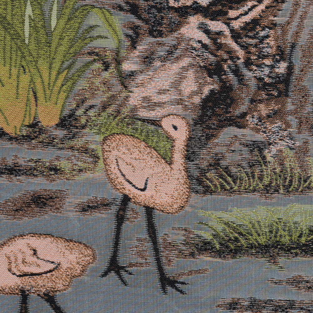White and Green Asian-Influenced Burnout with Cranes and Branches - Joann Fabrics