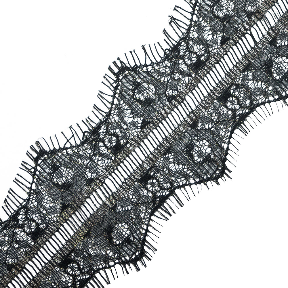 Italian Metallic Black and Gold Scalloped Lace Trim - 3