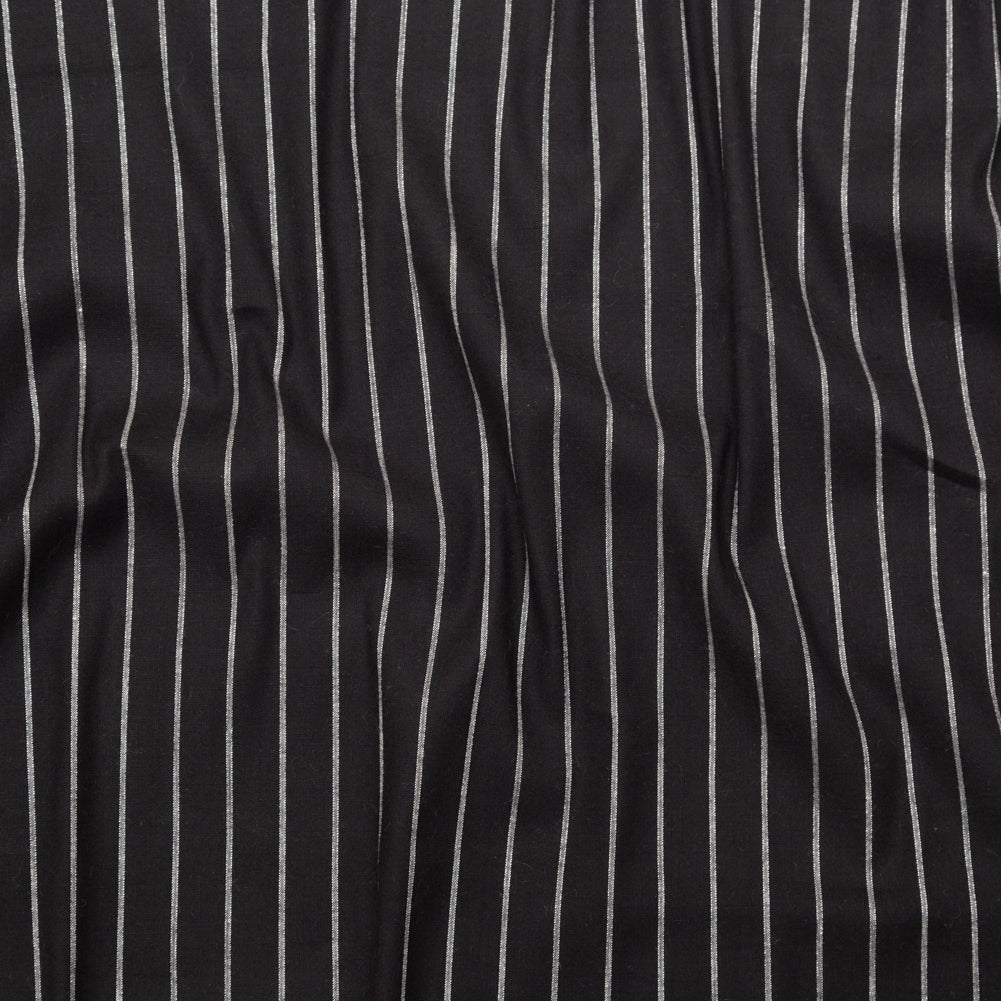 Stretch Linen - Metallic Silver and White Stripes on Black - Lindasol Collection - Joann Fabrics