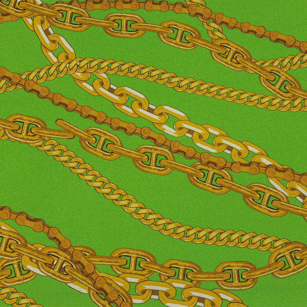 Balenciaga Italian Green and Gold Chains 9mm Neoprene with Black Backing - Joann Fabrics