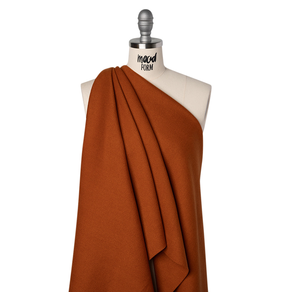 Heavy Wool Twill Coating - Pumpkin Orange Herringbone - Deadstock - Joann Fabrics