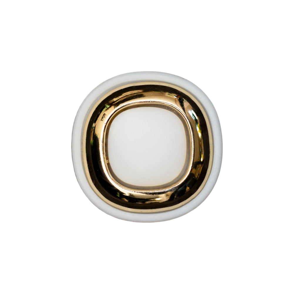 Italian White and Gold 2-Piece Plastic Button - 34L/21.5mm - Joann Fabrics