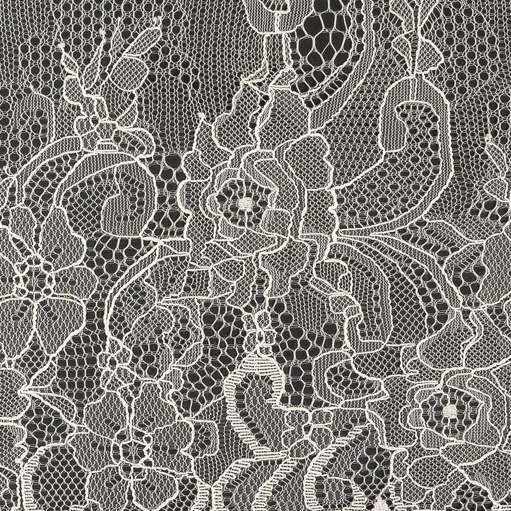 Blanc de Blanc Floral Chantilly Lace Trim with Eyelash Fringe - 10
