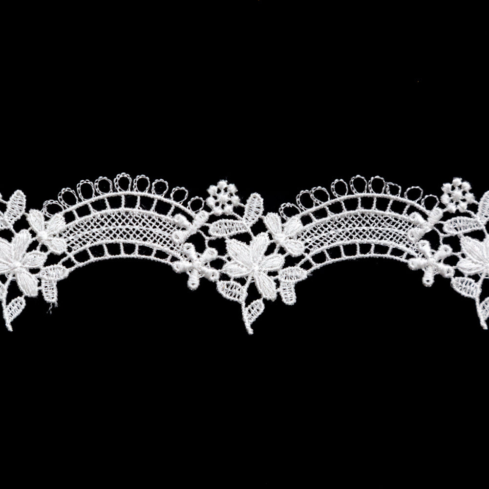 Fancy Ivory Floral Scalloped Venise Lace Trim - 1.5