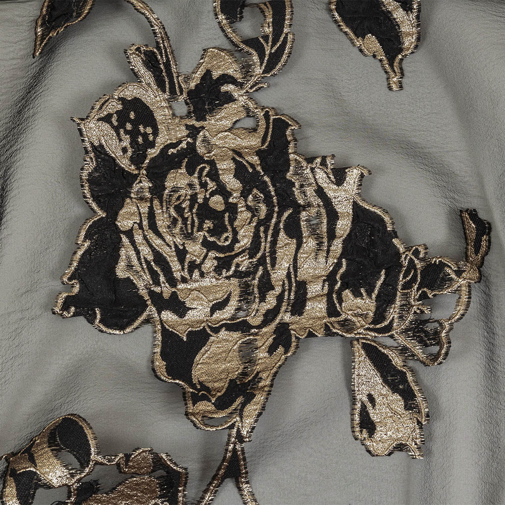 Metallic Gold and Black Roses Luxury Organza Burnout Brocade - Joann Fabrics