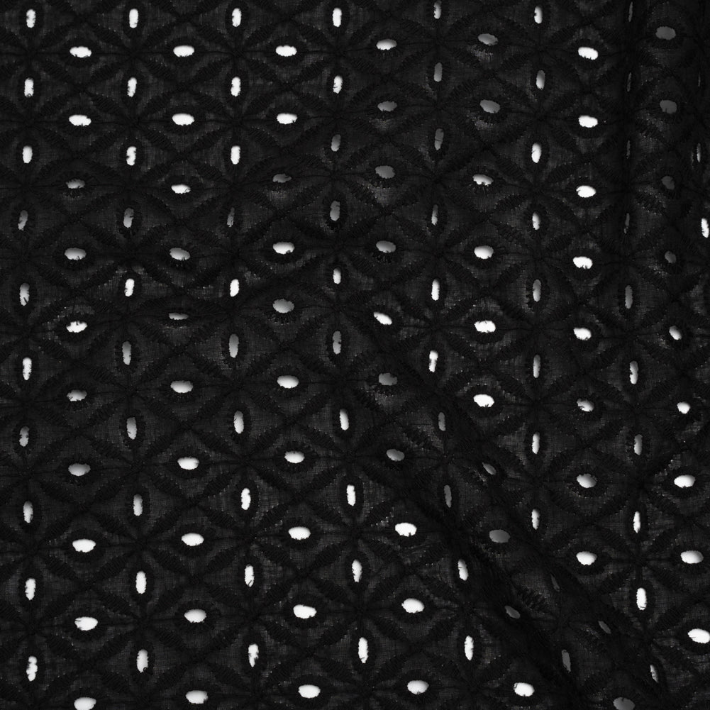 Embroidered Eyelet Cotton Voile - Black Ovals in Diamonds - Naomi Collection - Joann Fabrics