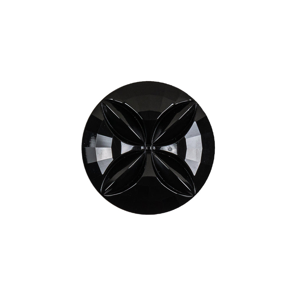 Italian Black Floral Etched Shank Back Button - 30L/19mm - Joann Fabrics