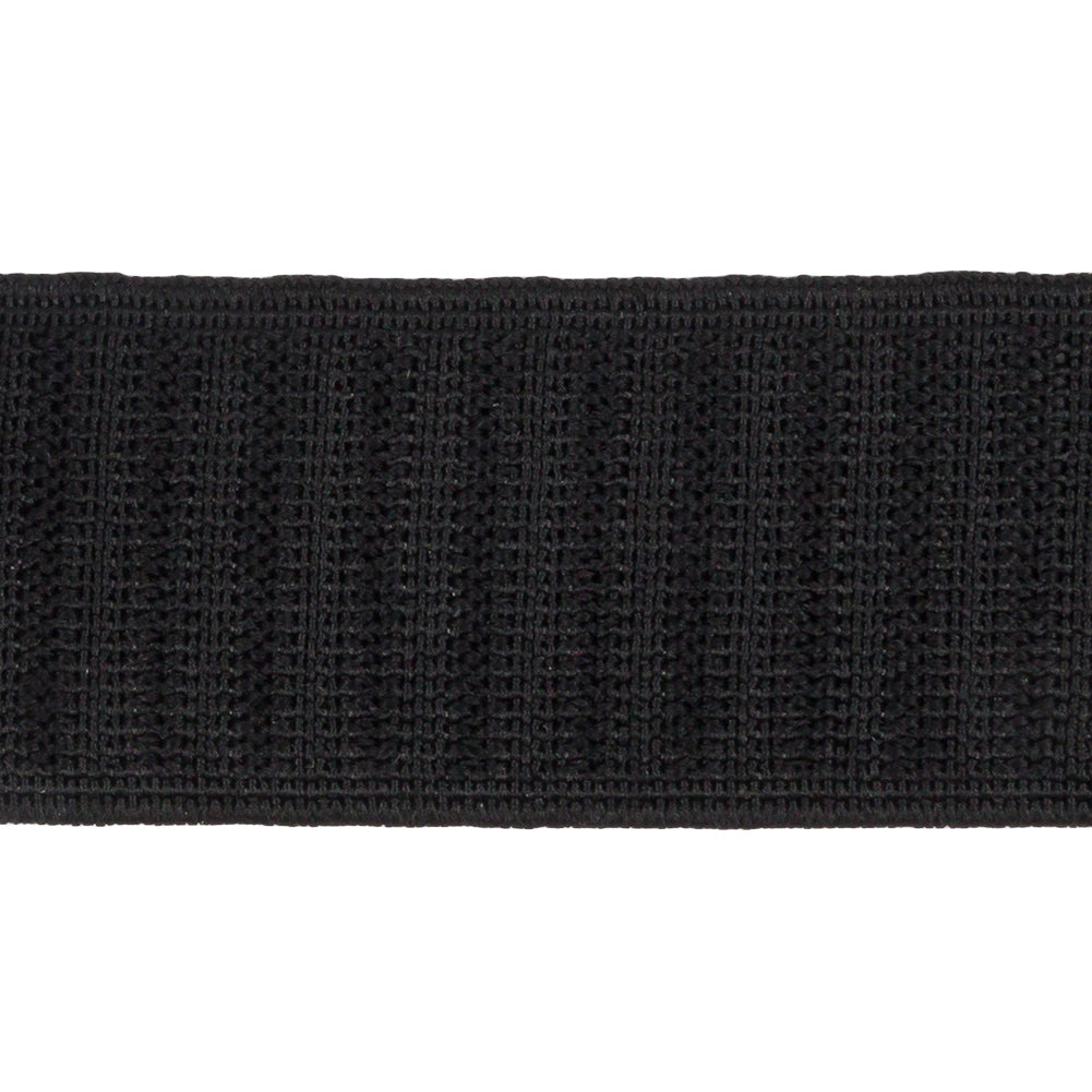 Black Ribbed Elastic Trim - 1.375