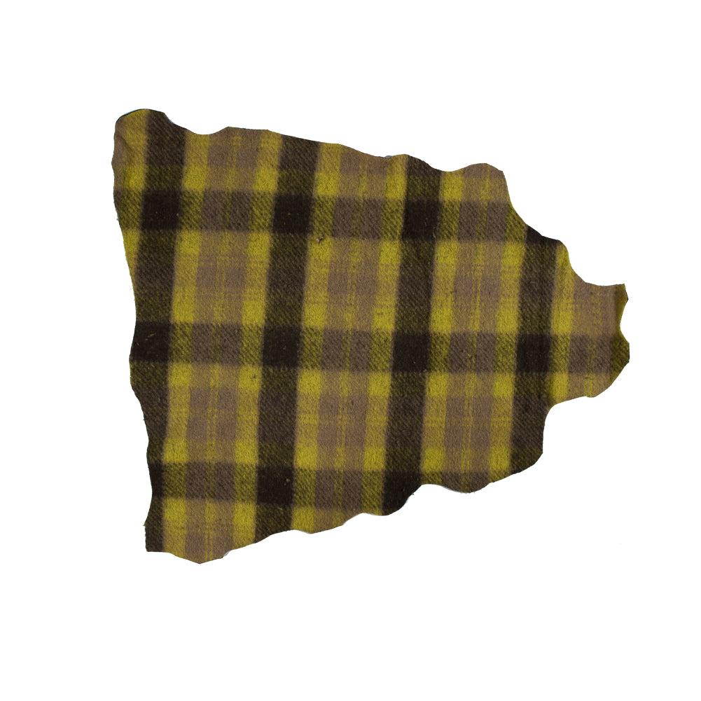 Medium Apple Green Plaid Wool bonded with Solid Black Lamb Leather - Joann Fabrics